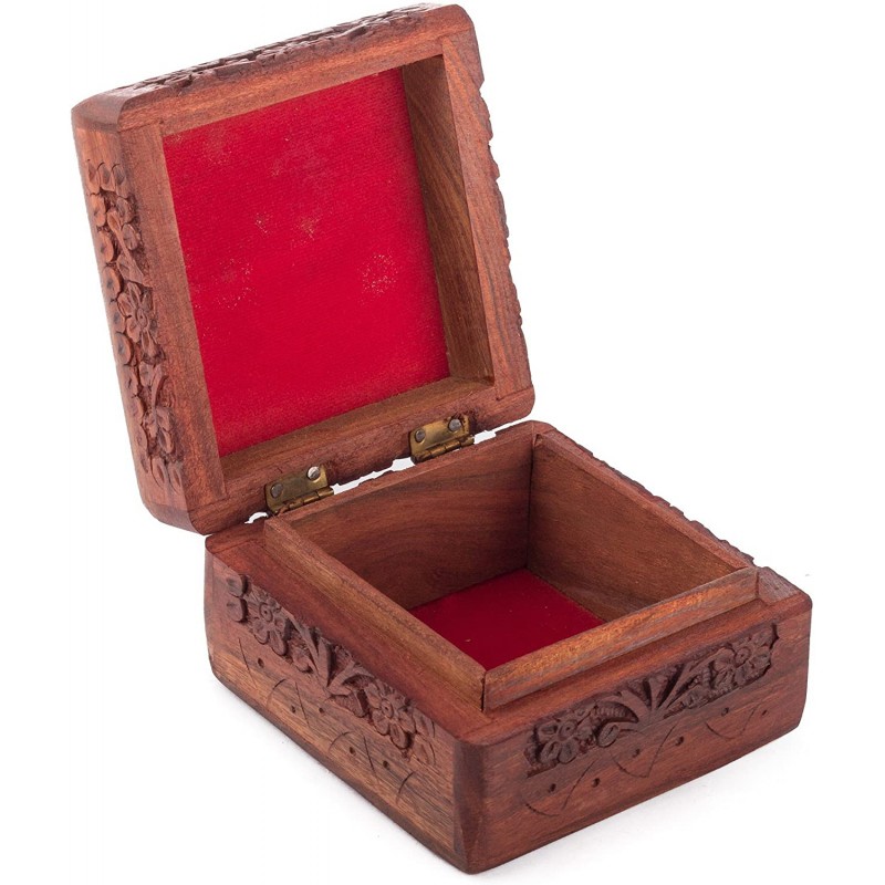 공예품 보석 상자 참신 항목, 독특한 장인 전통적인 손으로 조각 인도에서 인도에서 자단 보석 상자