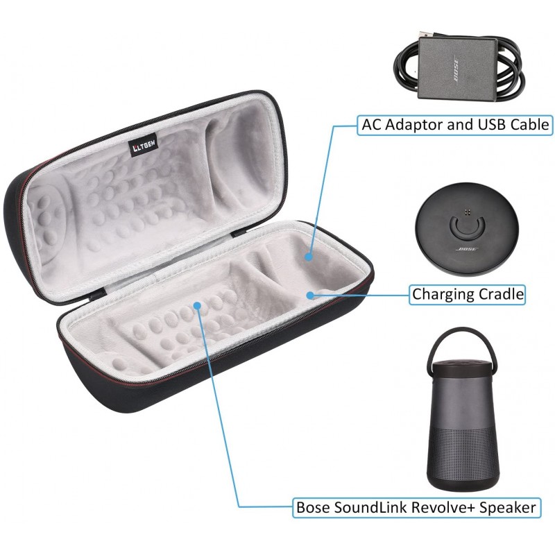 BTG SoundLink Revolve + 휴대용 및 오래 지속되는 Bluetooth 360 스피커 용 LTGEM 여행용 보호 케이스 (충전 충전 거치대, AC 어댑터 및 USB 케이블)