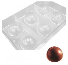 O'Creme Clear Polycarbonate 1 조각 초콜릿 몰드 투명 캔디 몰드, 반구 6 구멍