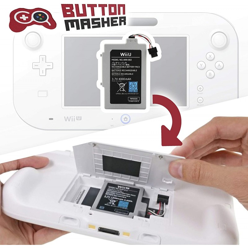 Wii U GamePad 버튼 매셔로 오래 지속되는 교체 충전식 4000MAh 배터리 팩