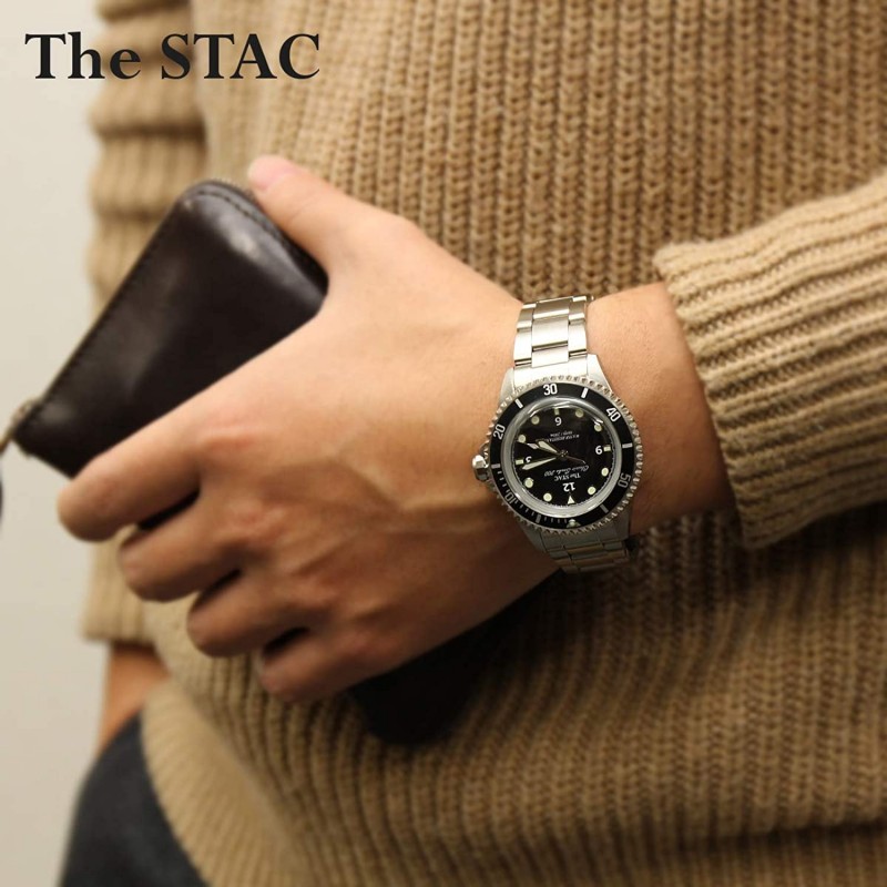 [더 스택 The STAC 일제 국산 클래식 다이버 시계 블랙 스윕 세컨드 시계 38mm Classic Scuba 200 남성 여성