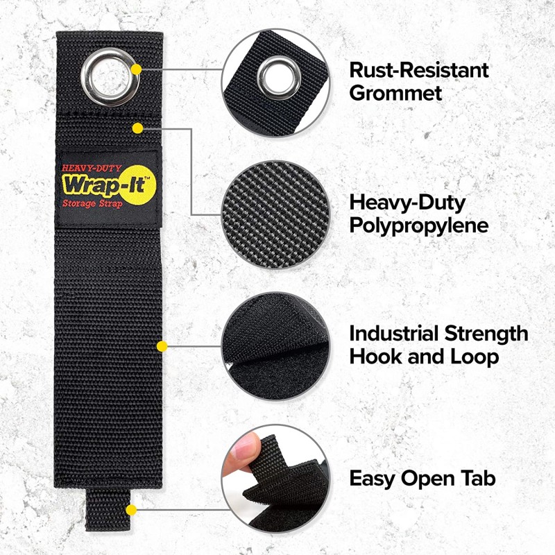 헤비 듀티 랩-잇 스토리지 스트랩, 7 인치 (6 팩)-후크 및 루프 연장 코드 구성 도우미 행거, 코드 랩 키퍼, 코드 용 케이블 스트랩, 호스, 로프, RV, 보트 및 차고 저장 및 조직