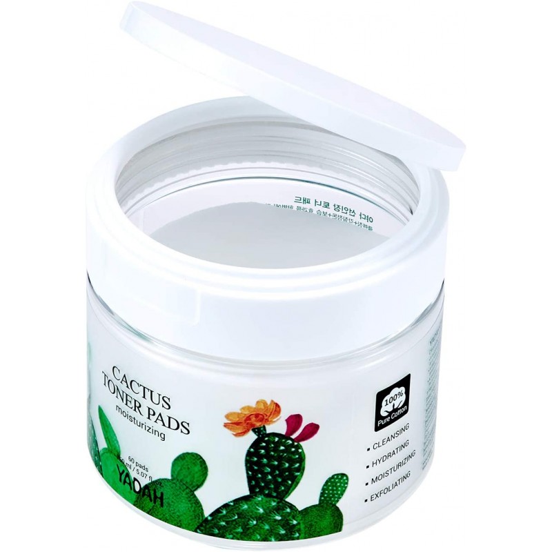 YADAH Cactus Skincare Kit-채식 저자 극성 토너 7.1fl.oz, 패드 5.07fl.oz, 수딩 젤 3.7fl.oz. 세트