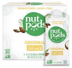 nutpods Original, 무가당 유제품 무첨가 크리머, Whole30, Paleo, Keto, Non-GMO 및 Vegan, 커피, 차 및 요리 용, 아몬드 및 코코넛으로 만든, 11.2 Fl Oz (4 팩)
