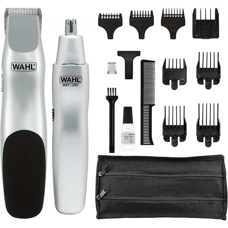 Wahl Groomsman 배터리로 수염, 콧수염, 코 트리머를 선명하고 손질하기 - 전문가가 사용하는 브랜드 - 모델 5621