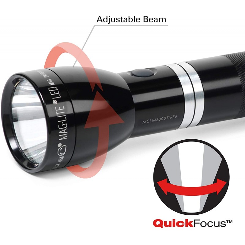 Maglite RL1019 LED가 120V 변환기 & 12V DC 자동 어댑터 블랙 충전식 손전등 시스템, 블랙