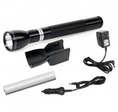 Maglite RL1019 LED가 120V 변환기 & 12V DC 자동 어댑터 블랙 충전식 손전등 시스템, 블랙