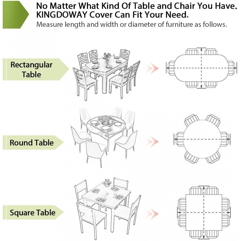king do way 보호 커버 가구 커버 정원 방 테이블 커버 야외 방수 직물, 로프 및 잠금 루프 (600D, 180 x 120 x 74cm)