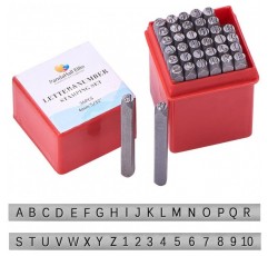 팬더 홀 엘리트 36 PC 문자 및 번호 스탬프 세트 알파벳 A Z와 번호 0 ~ 9 철 물개 충격 도구 4mm 스탬핑 금속에 대 한 서명, 보석, 가죽, 나무