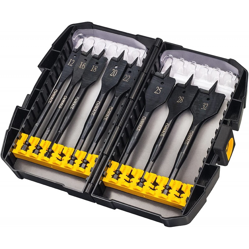 DeWalt DT7943B 익스트림 우드 프랫 드릴, 152mm 길이, 직경 12/16/18/20/22/25/28/32 mm, 8피스