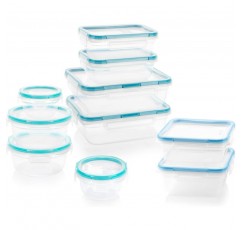Snapware Total Solution 직사각형 플라스틱 식품 보관 세트 (20- 피스, BPA 프리, 식사 준비, 누출 방지, 전자 레인지, 냉동고 및 식기 세척기 안전)
