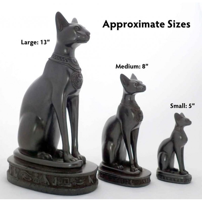 발견 이집트 수입 Bastet 고양이 여신 동상-검정-5.5 