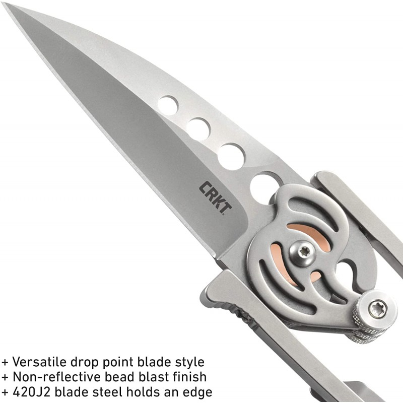 CRKT Snap Lock 폴딩 포켓 나이프 : Gentleman Everyday Carry, 새틴 블레이드, 혁신적인 Snap Lock Mechanism Skeletonized Handle, Quick Release Lanyard 5102N