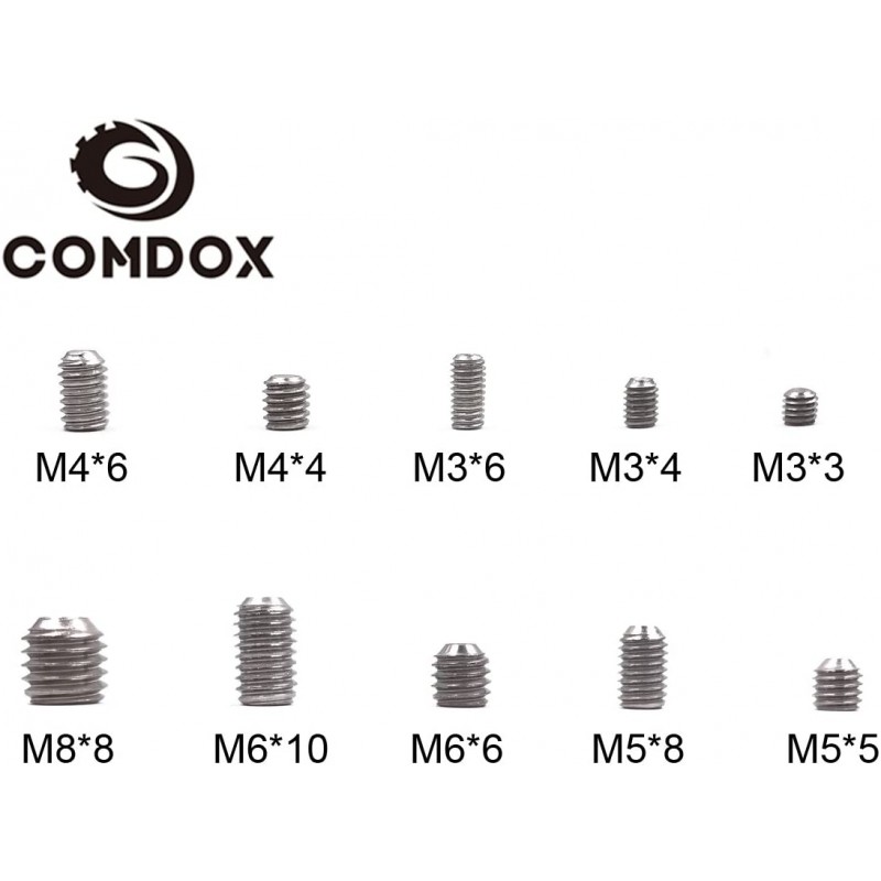 Comdox 300 개 오목 연락처 육각 구멍 부착 고정 나사 304 스테인리스 고정 나사 키트 (M3 M4 M5 M6 M8)