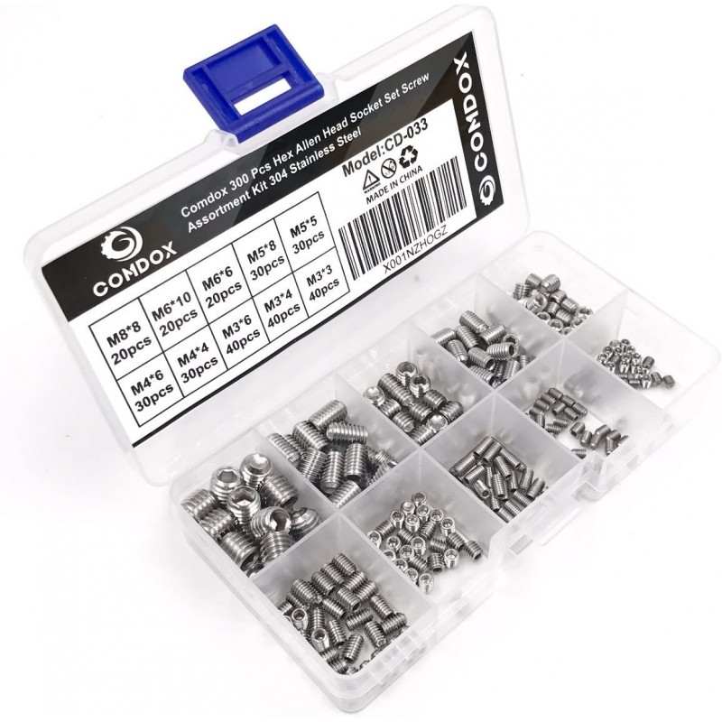Comdox 300 개 오목 연락처 육각 구멍 부착 고정 나사 304 스테인리스 고정 나사 키트 (M3 M4 M5 M6 M8)