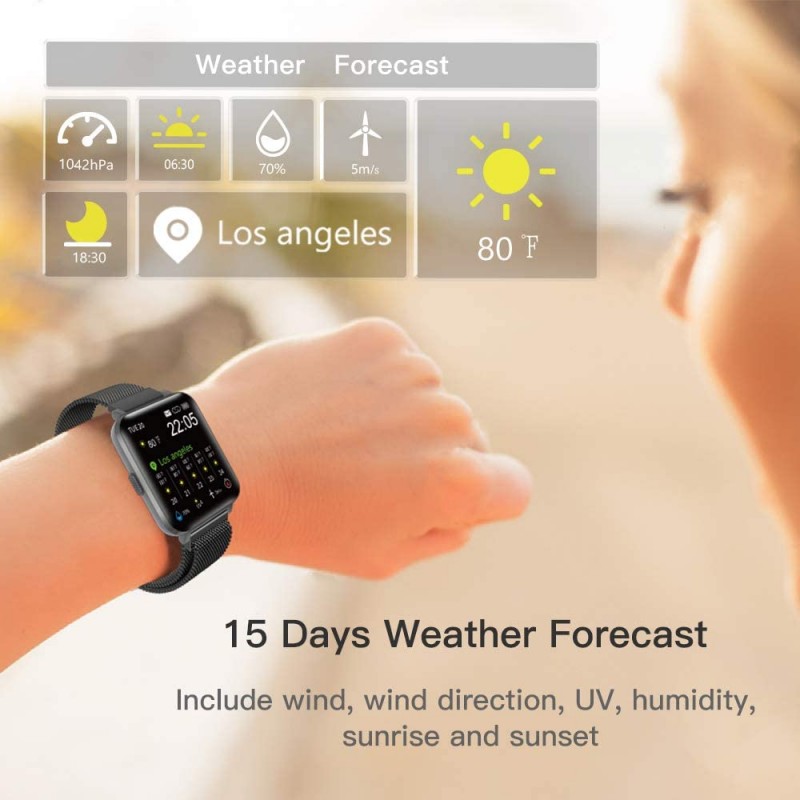 iOS 안드로이드 폰용 Kalakate Smart Watch, IP68 수영 방수 건강 스마트 워치 남성 여성, 스텝 활동 심박수 모니터가 장착 된 종일 활동 피트니스 트래커, 스포츠 시계 (Space Gray)