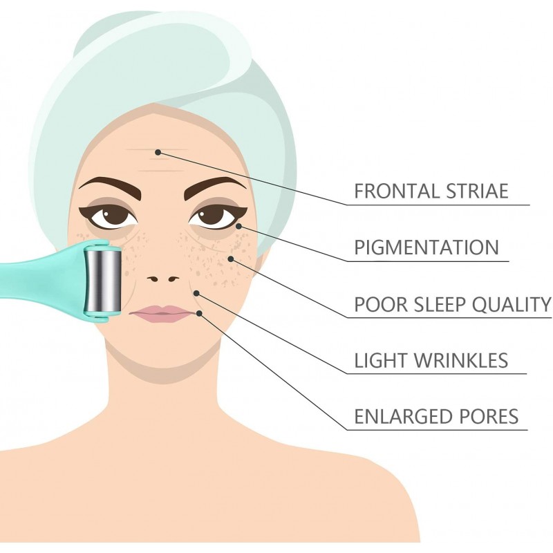 2 Pieces 아이스 롤러 스테인레스 스틸 얼굴 롤러 피부 냉각 마사지 롤러 휴대용 미용 도구 얼굴, 눈, 붓기, 눈 가방, 발적, 피부 강화 (흰색, 녹색)