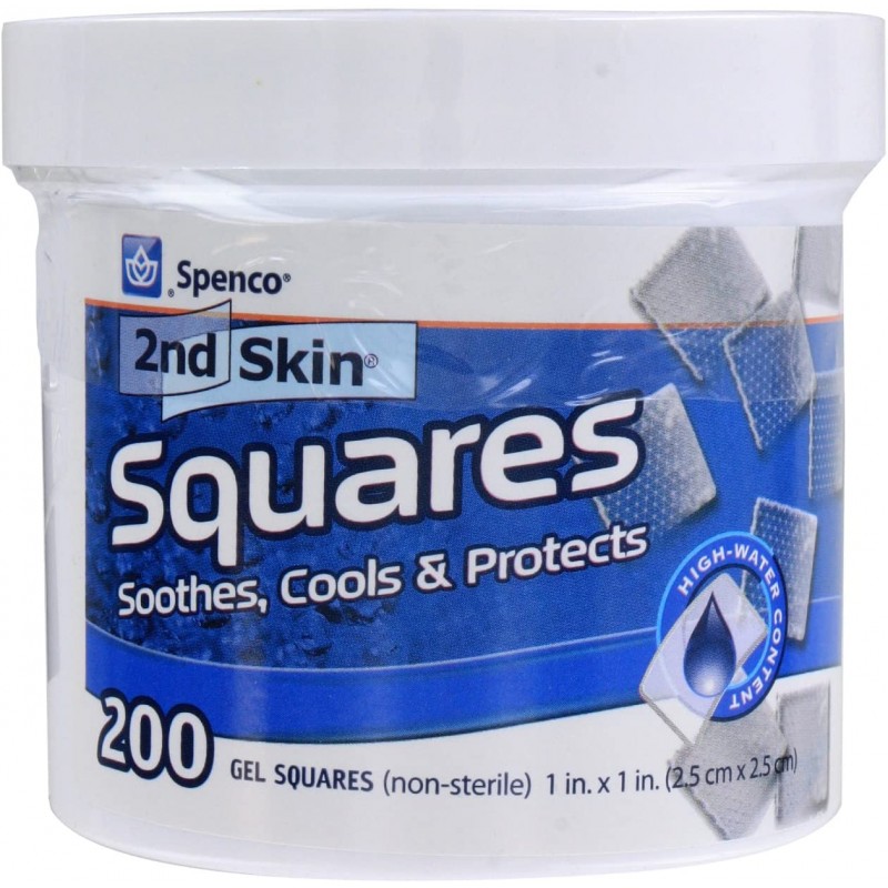 Spenco 2nd Skin Squares 물집, 핫스팟 및 피부 자극에 대한 진정 보호, 젤 스퀘어 200 카운트