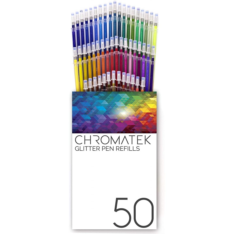 반짝이 펜 100 세트 Chromatek. 최고의 색상. 200 % 잉크 : 젤 펜 50 개, 리필 50 개. 슈퍼 윤기 울트라 선명한 색상. 반복하지 않습니다. 전문 아트 펜. 새로운 기능과 향상된 기능. 완벽한 선물! …