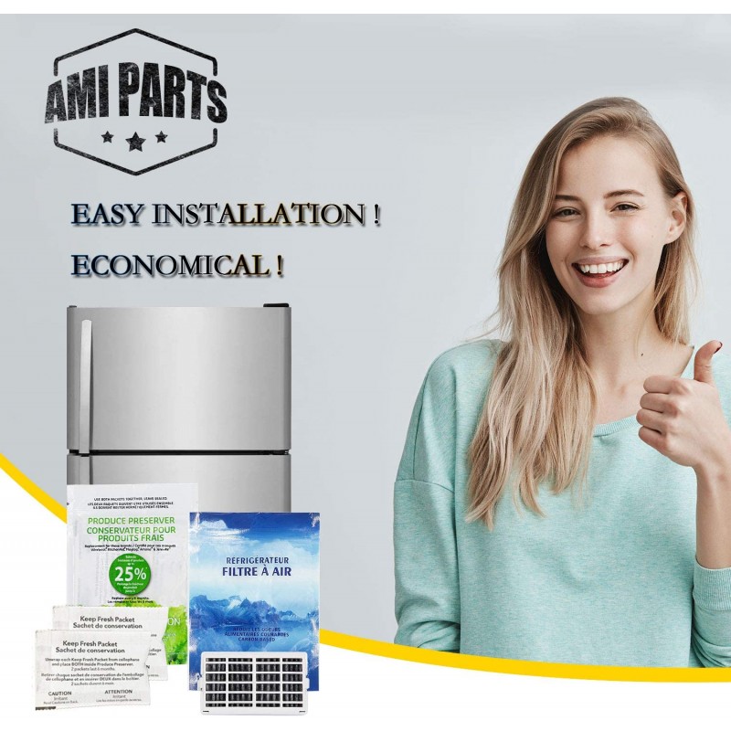 AMI PARTS W10311524 에어 필터 & W10346771A 월풀 Maytag KitchenAid 냉장고와 호환되는 프리 서버 교체품 생산 (각 2 개 팩)