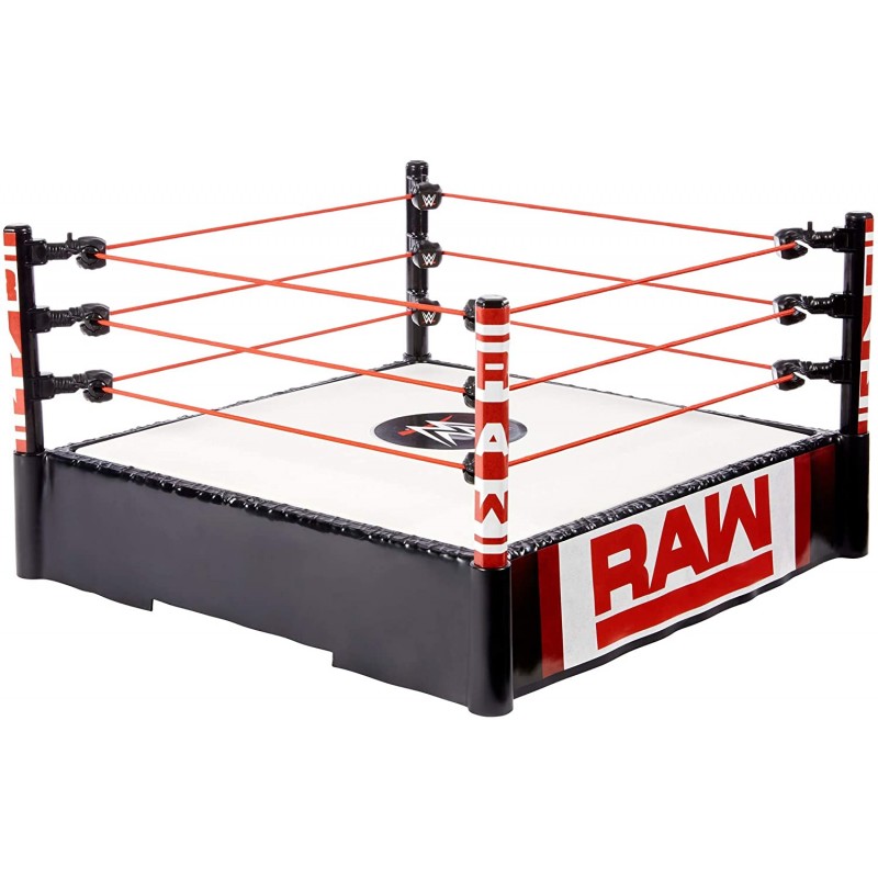 정통 로고, 유연한 로프 및 바운싱 액션을위한 스프링 장착 매트가있는 WWE Superstar 14 인치 링