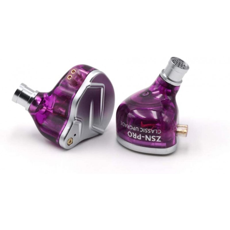 Linsoul KZ ZSN Pro 듀얼 드라이버 1BA + 1DD 하이브리드 금속 이어폰 하이파이 인 이어 모니터 (분리형 2 핀 케이블, 아연 합금 패널 포함) (마이크, 퍼플 포함)