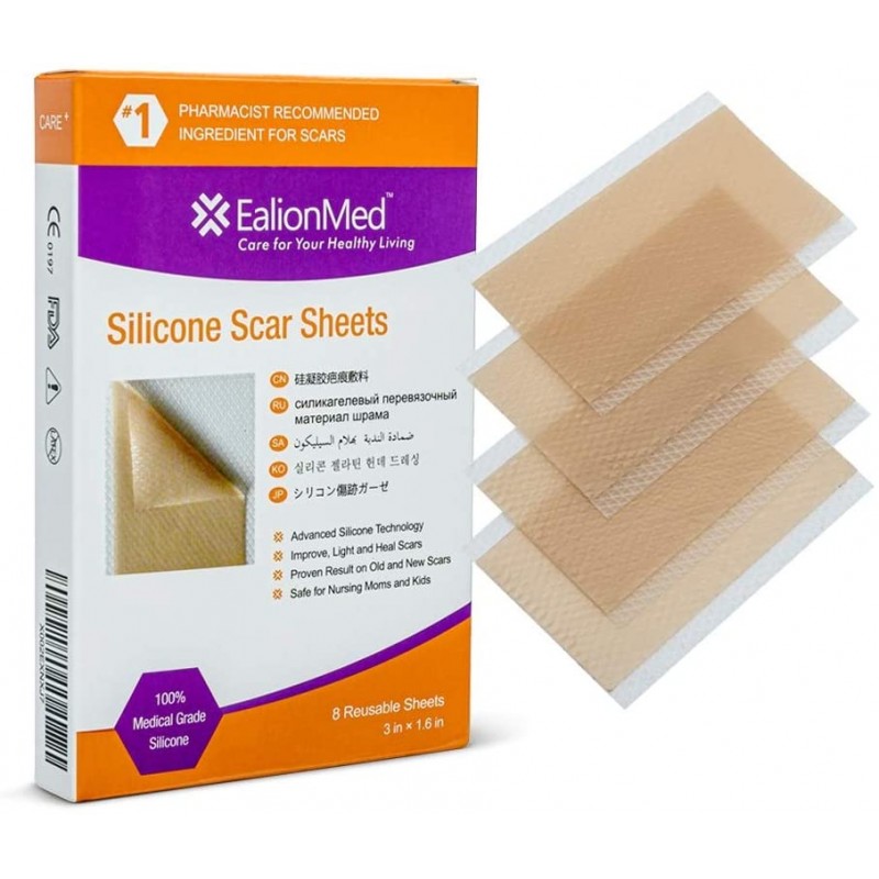 EalionMed 실리콘 시트, 비대성 , 켈로이드 , C 섹션  3``x 1.6 ''8 시트 팩에 대한 