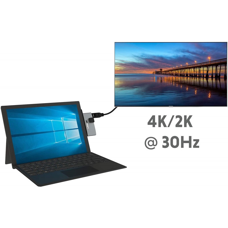 LINKUP Surface Pro 6 (5) 호환 SD 카드 마이크로 메모리 리더 어댑터 허브 | 6-in-1 도킹 스테이션 | 4K HDMI 기가비트 이더넷 SD / 마이크로 SD 카드 슬롯, 2x USB-A 3.0 포트 | 표면 프로 5/6 용으로 설계됨