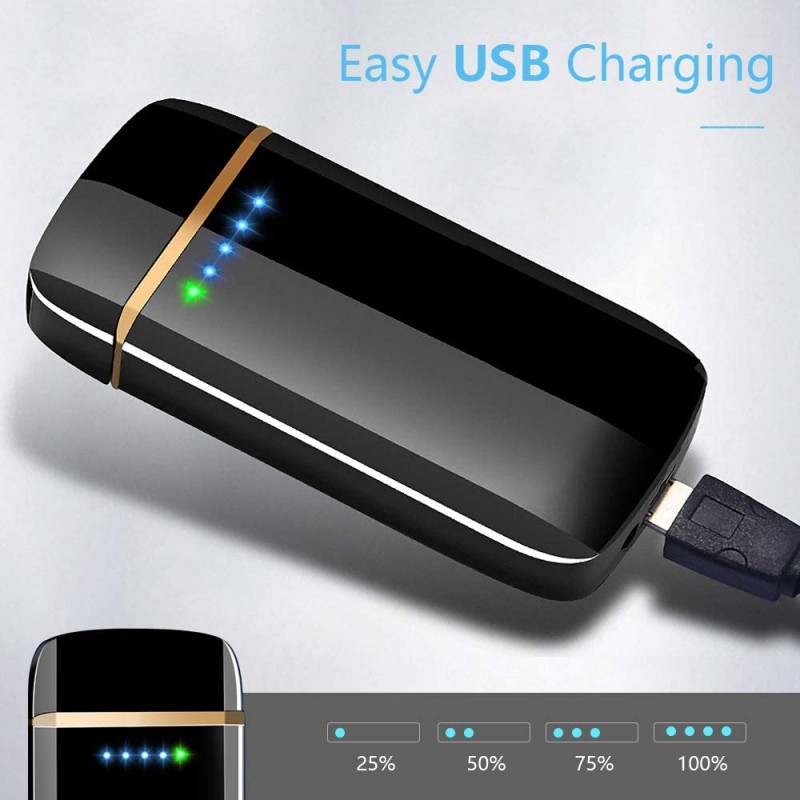 산블로그안 아크 라이터, 터치스크린 USB 라이터 충전식 USB 라이터 방풍 플라즈마 라이터 LED 배터리 표시기, 블랙 클래식 라이터