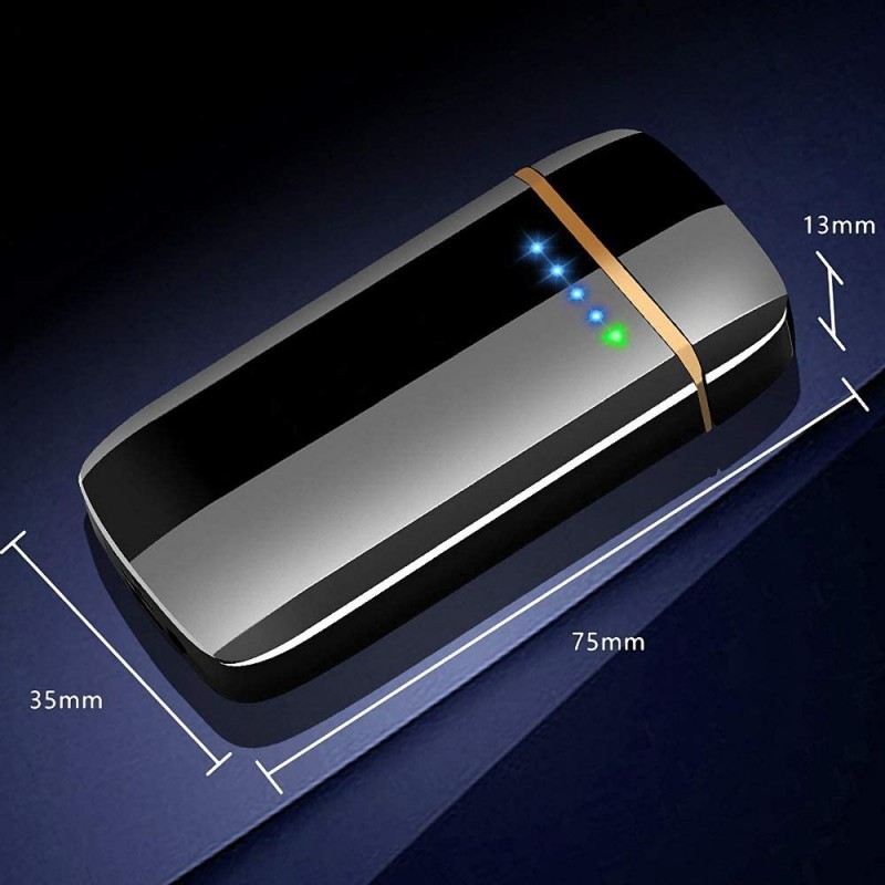 산블로그안 아크 라이터, 터치스크린 USB 라이터 충전식 USB 라이터 방풍 플라즈마 라이터 LED 배터리 표시기, 블랙 클래식 라이터