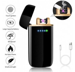 산블로그안 아크 라이터, 터치스크린 USB 라이터 충전식 USB 라이터 방풍 플라즈마 라이터 LED 배터리 표시기, 블랙 클래식 라이터