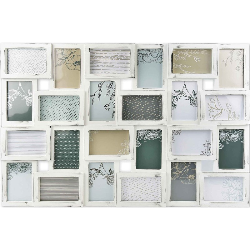 갤러리 솔루션 사진 콜라주 24 사진 10x15cm, 흰색 골동품, 야외 크기: 88.5x57x2.5 cm
