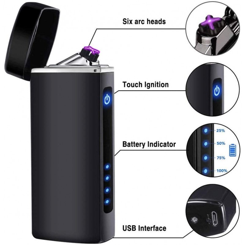 ASANMU 전기 라이터 USB, 아크 라이터 USB 충전식 터치 스크린 플라즈마 라이터 전기 라이터 아크 전자 라이터 방풍, 아버지 남자 아빠를위한 선물
