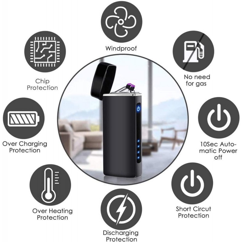 ASANMU 전기 라이터 USB, 아크 라이터 USB 충전식 터치 스크린 플라즈마 라이터 전기 라이터 아크 전자 라이터 방풍, 아버지 남자 아빠를위한 선물