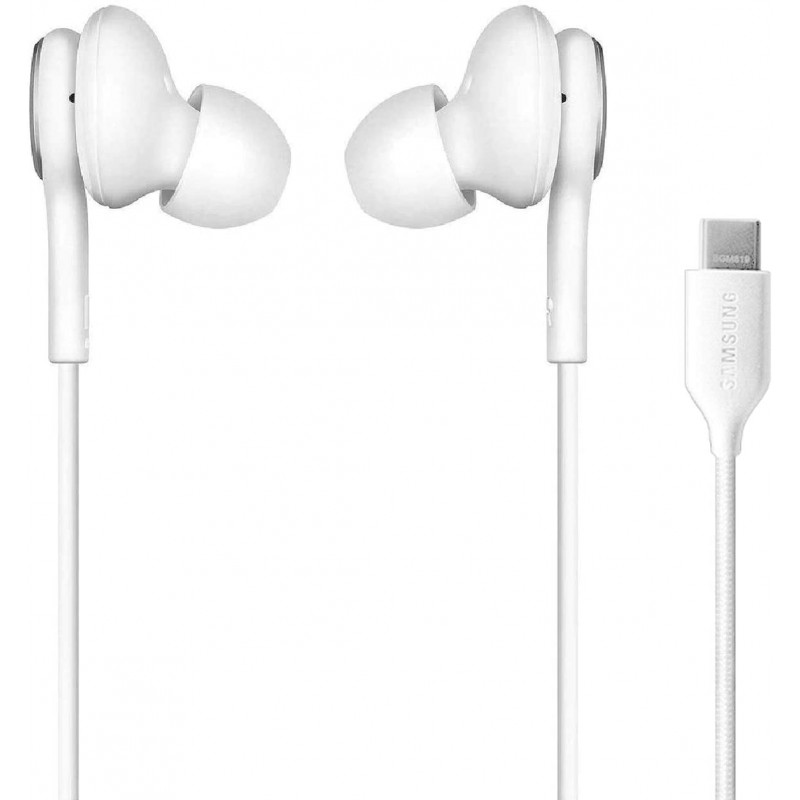 ElloGear 2020 이어폰 삼성 갤럭시 노트 10, 노트 10+, 갤럭시 S10, S9 플러스, S10e 용 스테레오 헤드폰-AKG에 의해 설계됨-마이크 및 볼륨 원격 타입 C 커넥터가있는 꼰 케이블-흰색