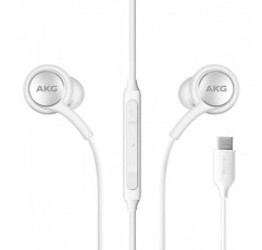 ElloGear 2020 이어폰 삼성 갤럭시 노트 10, 노트 10+, 갤럭시 S10, S9 플러스, S10e 용 스테레오 헤드폰-AKG에 의해 설계됨-마이크 및 볼륨 원격 타입 C 커넥터가있는 꼰 케이블-흰색