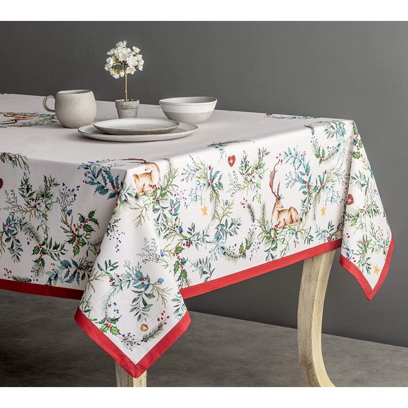 Maison d 'Hermine Holly Time 100 %면 식탁보 주방 식사 탁상 장식 파티 결혼식 추수 감사절 크리스마스 (사각형, 60 인치 x 120 인치)