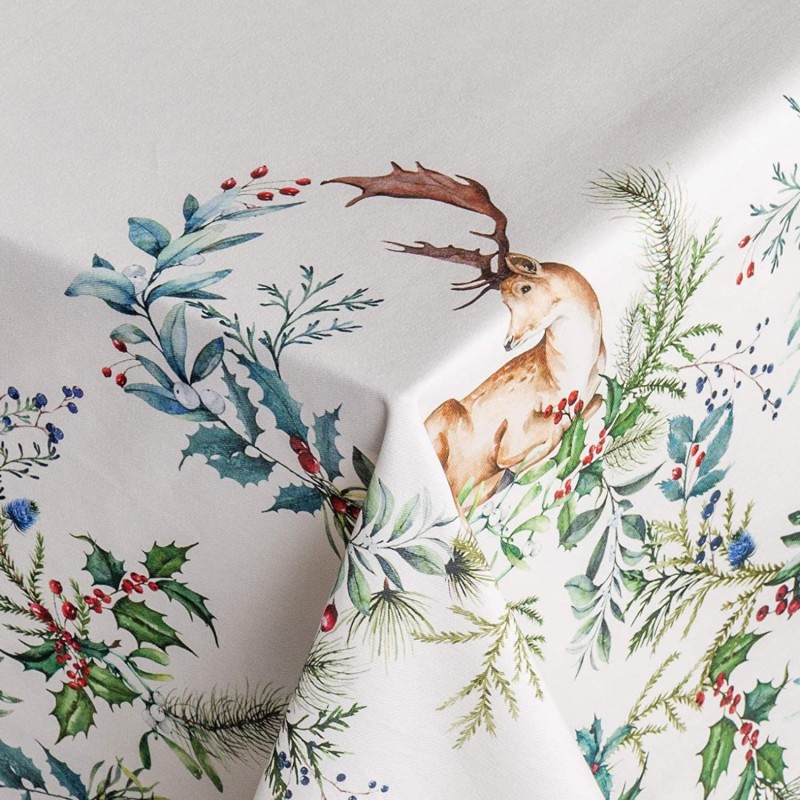 Maison d 'Hermine Holly Time 100 %면 식탁보 주방 식사 탁상 장식 파티 결혼식 추수 감사절 크리스마스 (사각형, 60 인치 x 120 인치)