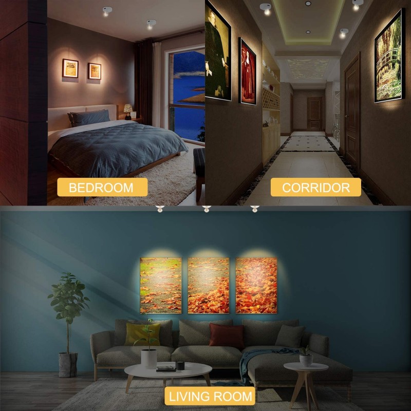 무선 LED 스포트라이트, 리모컨 2 개가 포함 된 배터리 작동 식 악센트 조명, 그림 용 무선 아트 라이트, 회전식 라이트 헤드, 그림 페인팅 옷장 용 스틱 온 라이트, 타이머 자동 꺼짐