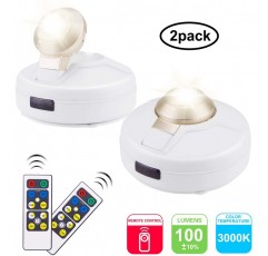 무선 LED 스포트라이트, 리모컨 2 개가 포함 된 배터리 작동 식 악센트 조명, 그림 용 무선 아트 라이트, 회전식 라이트 헤드, 그림 페인팅 옷장 용 스틱 온 라이트, 타이머 자동 꺼짐