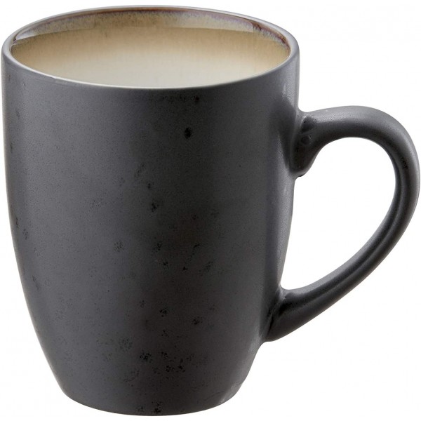 BITZ 커피머그, 석기컵, 손잡이가 달린 커피잔, 세트(4개), 투톤, 30cl 앰버, 퍼플, 라이트 레드, 크림