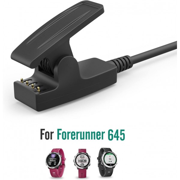 Garmin Forerunner 235/35/35J/64/230/630/645/645 Music/735XT/Vivomove HR/Approach S20/G10/Lily 스마트 시계와 호환되는 MoKo 충전기, USB 데이터 동기화 충전 크래들 독 클립 충전 케이블 - 블랙