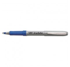 BIC Products - BIC - Grip Roller Ball Stick Pen, Blue Ink, Fine, Dozen - 1 Dozen으로 판매 - 부가 가치 그립이 있는 가치 있는 롤러. - 고무 그립은 컨트롤과 편안함을 제공합니다. - 현대적인 외관을 위한 둥근 배럴. BIC에 의해