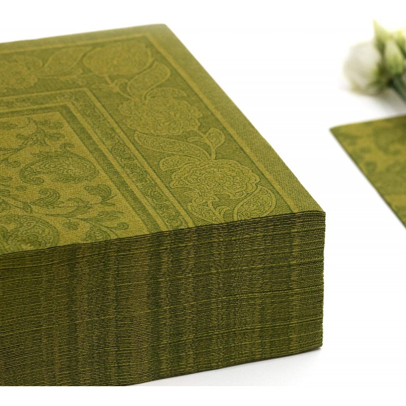 PAPSTAR, Royal Collection - 50 냅킨 세트(1/4 접기, 40cm x 40cm 녹색 장식품, 81746