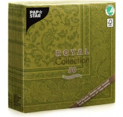 PAPSTAR, Royal Collection - 50 냅킨 세트(1/4 접기, 40cm x 40cm 녹색 장식품, 81746