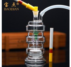 Baodian 유리 물 담뱃대 이중 필터 담뱃 파이프 색상랜덤