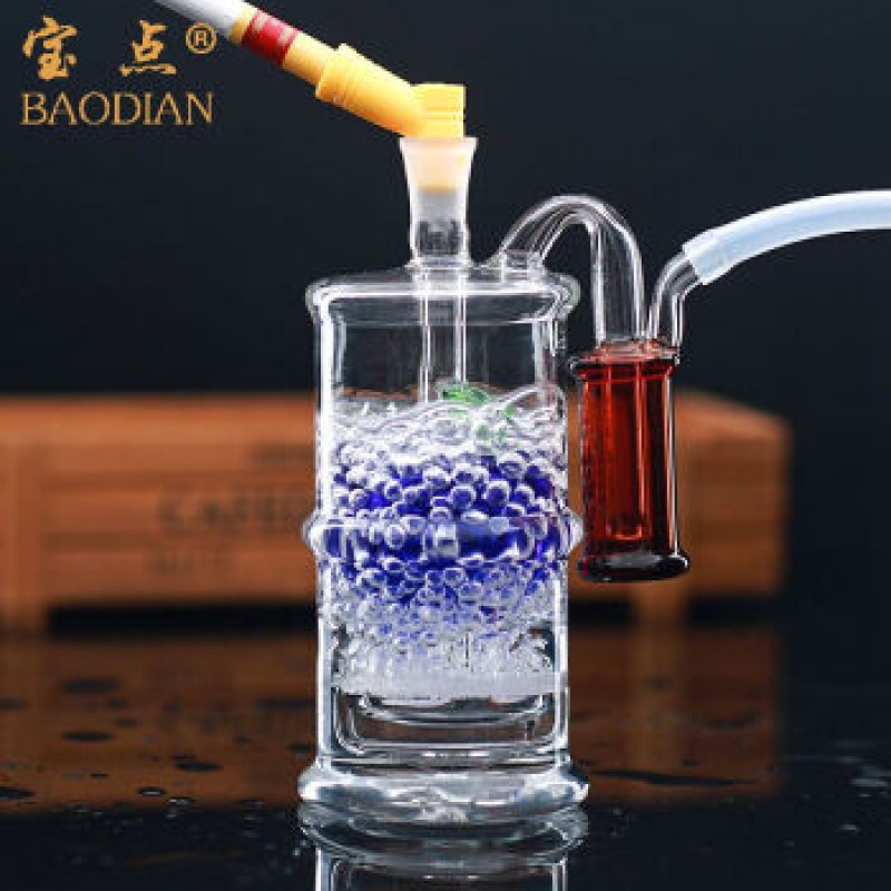 Baodian 무음거 물담뱃대 더블 필터 유리 물 파이프 액세서리 색상랜덤