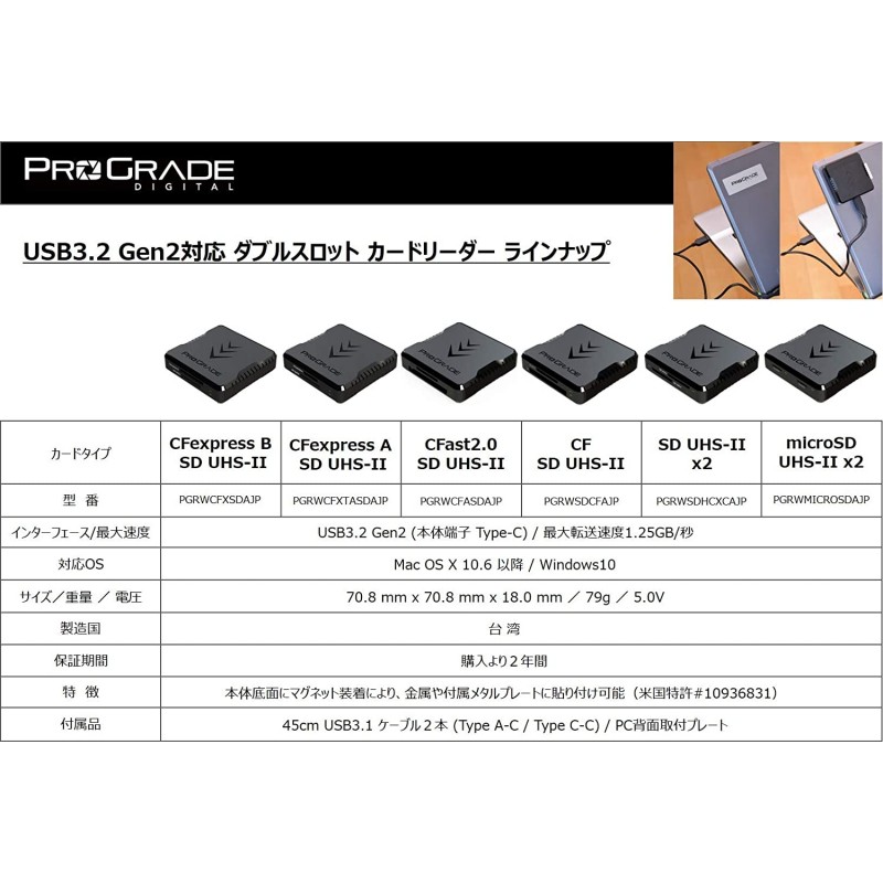 ProGrade Digital (프로그래드 디지털)[CFexpress Type B/SD] USB3.2Gen2 더블 슬롯 카드 리더 (PG05.5) 정규 수입품 | ProGrade Digital | 외장 메모리 카드 리더 통판