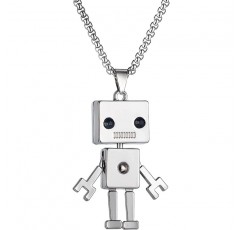 목걸이 남성 실버 귀여운 로봇 목걸이 티타늄 힙합 스타일 목걸이 멋진 펜던트 선물 액세서리 남녀 공용 | 목걸이 통신 판매