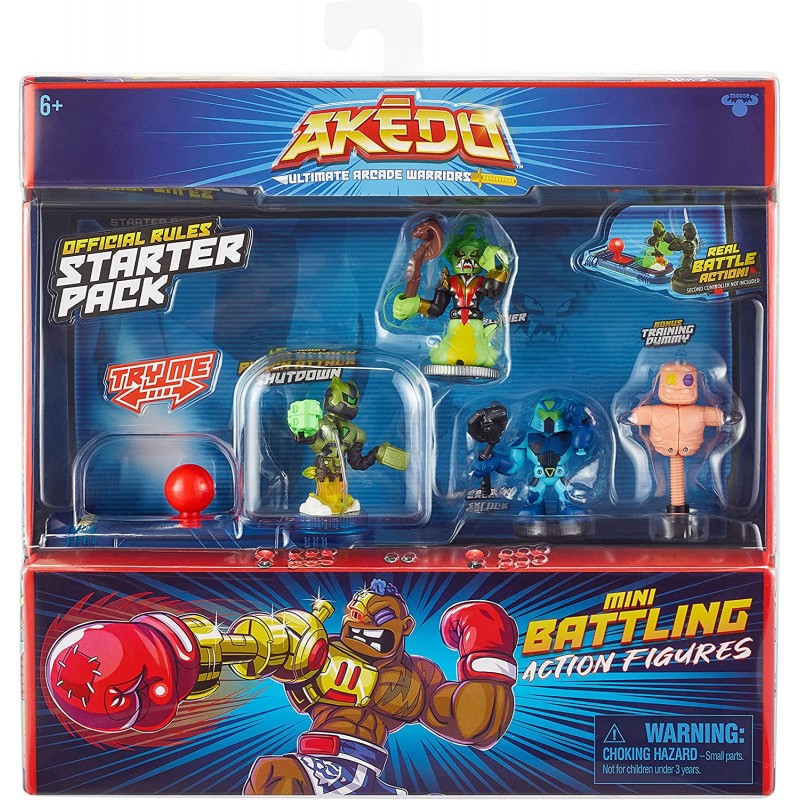 Akedo Ultimate Arcade Warriors - 스타터 팩 및 Warrior Collector 팩 번들 팩 - Mini Battling Action Figures - Ready, Fight, Split Strike! Amazon 독점, 멀티컬러(14239)